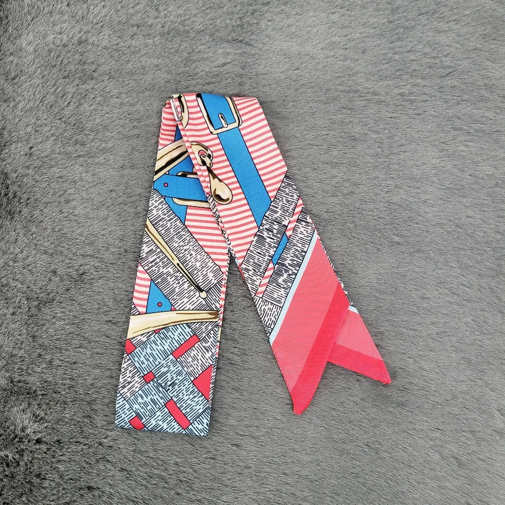 New Print Silk Skinny Scarf Twilly - Picture 5 of 5